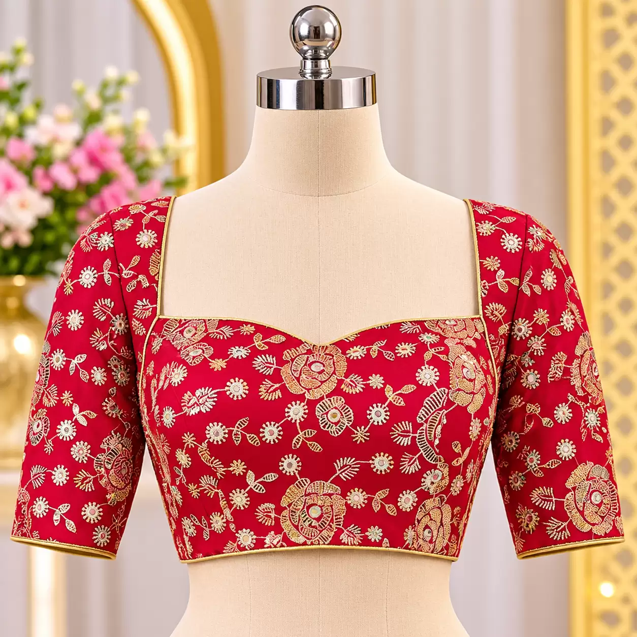Sweetheart Neckline Blouse