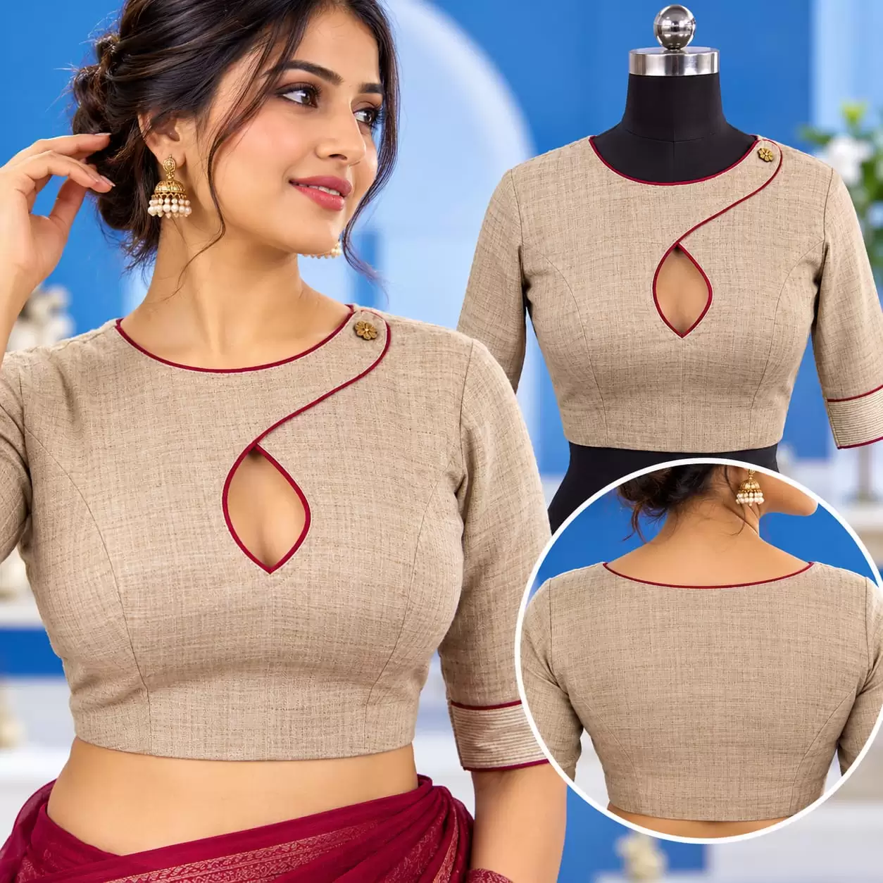 Keyhole Neck Blouse